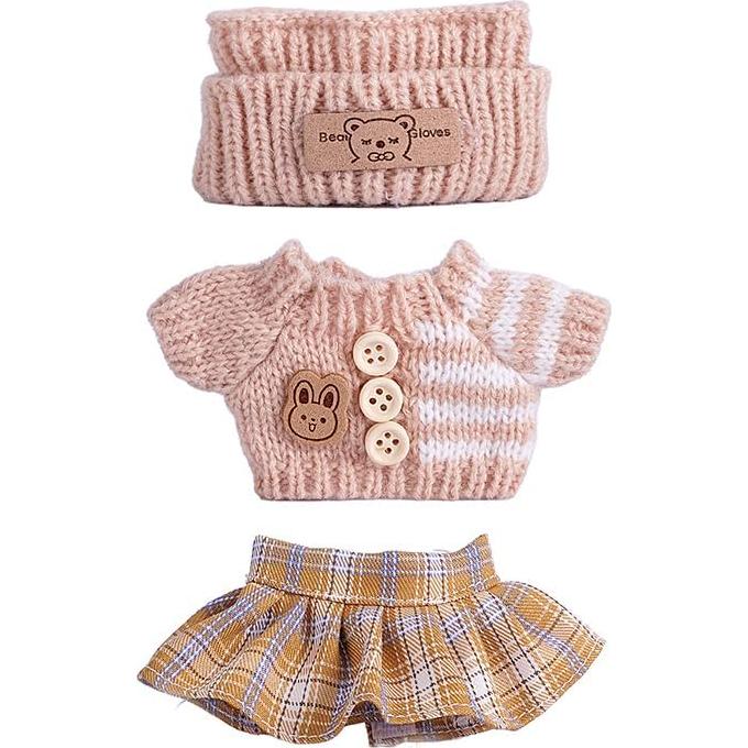 Conjunto de Ropa para Muñeca 17cm Labubu 3pcs Beige