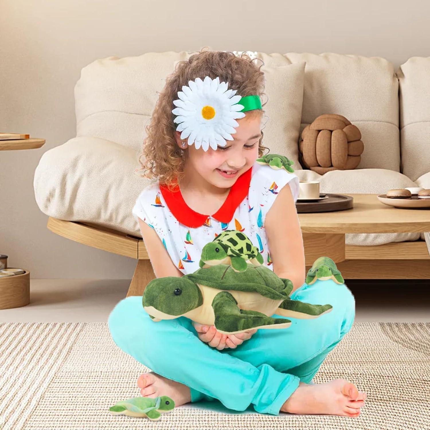 Tortuga de Peluche Mamá con 4 Bebés - XYHQYB 40.6 cm