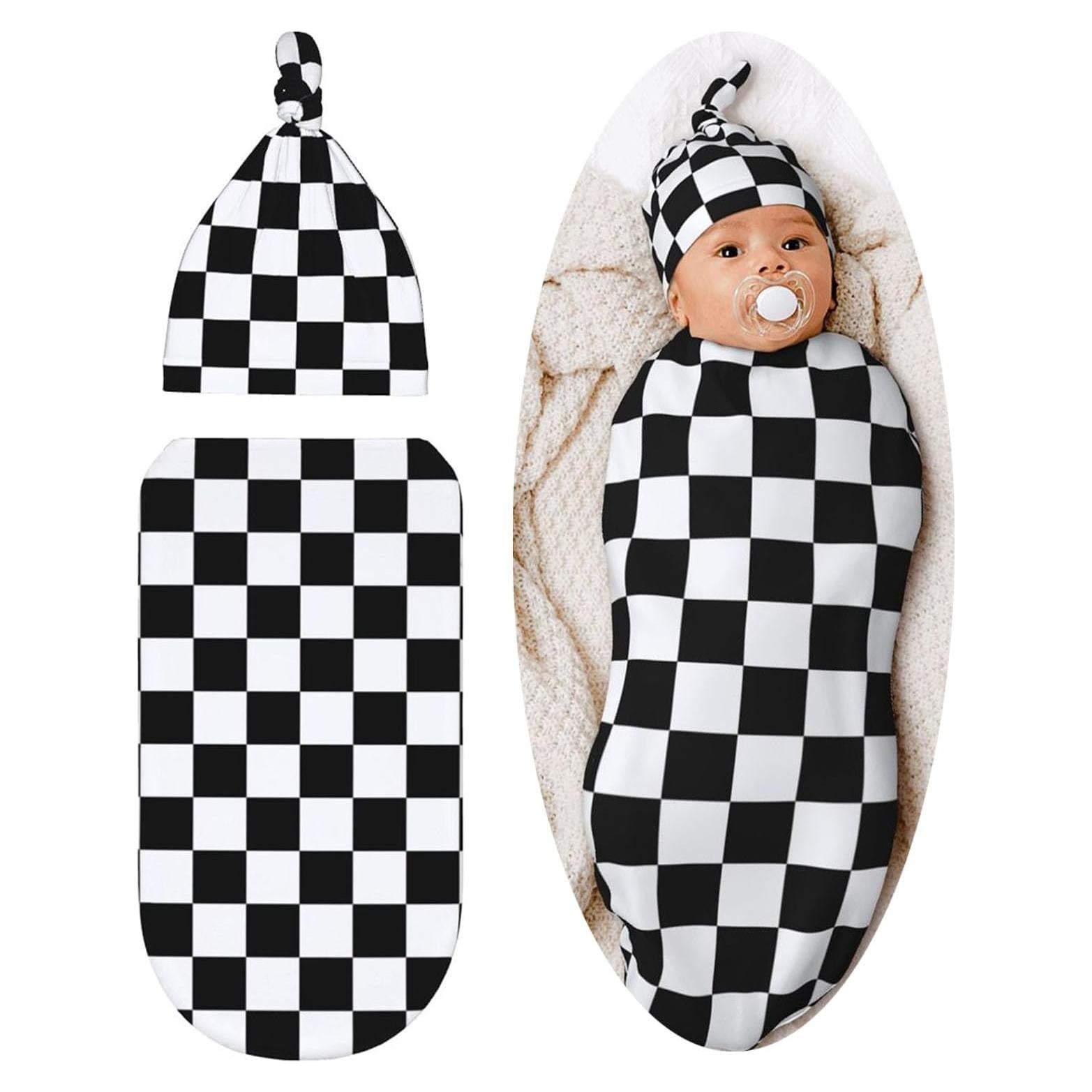 Manta de Envolver para Bebé Tebjh Rayas Negras y Blancas 52.8x29cm