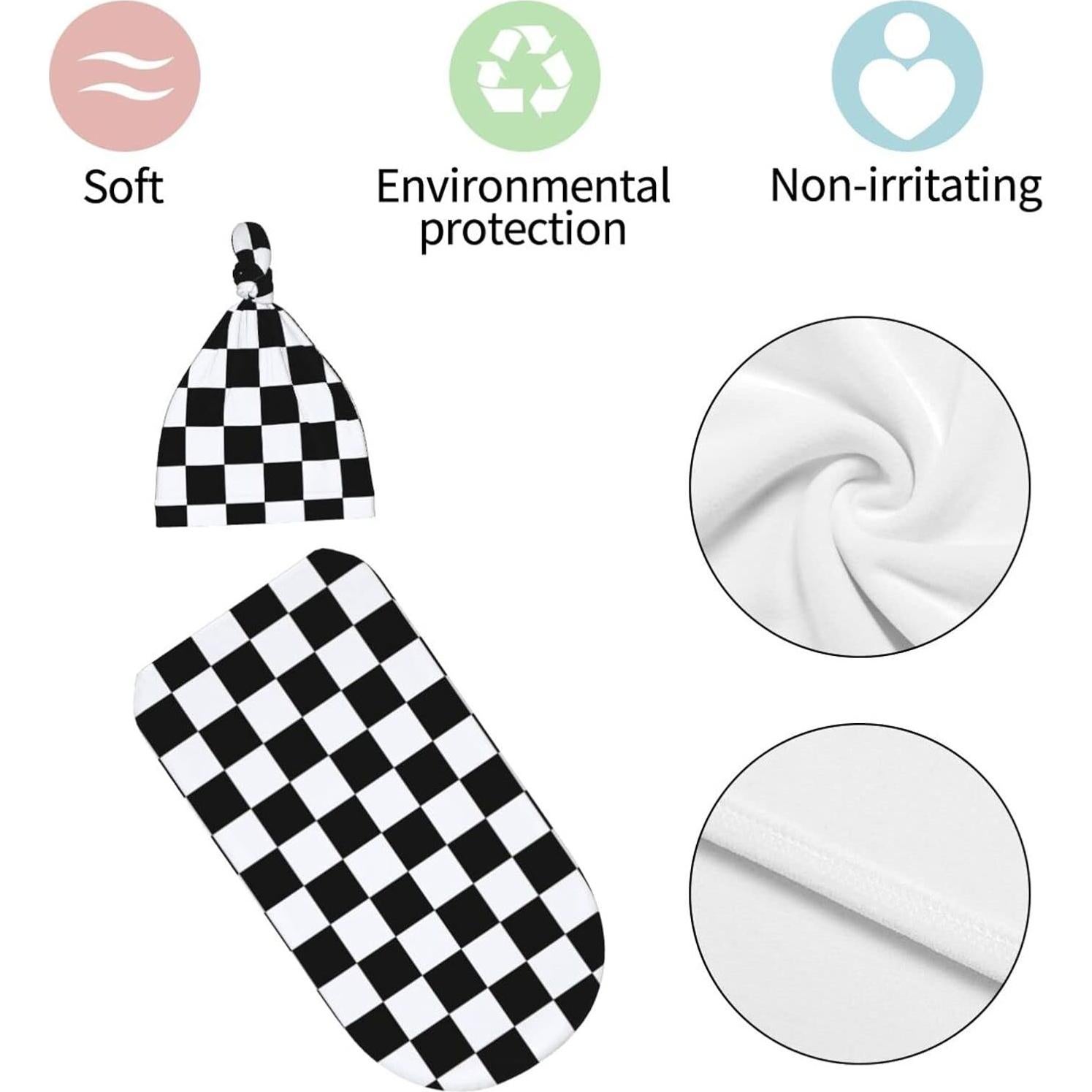 Manta de Envolver para Bebé Tebjh Rayas Negras y Blancas 52.8x29cm