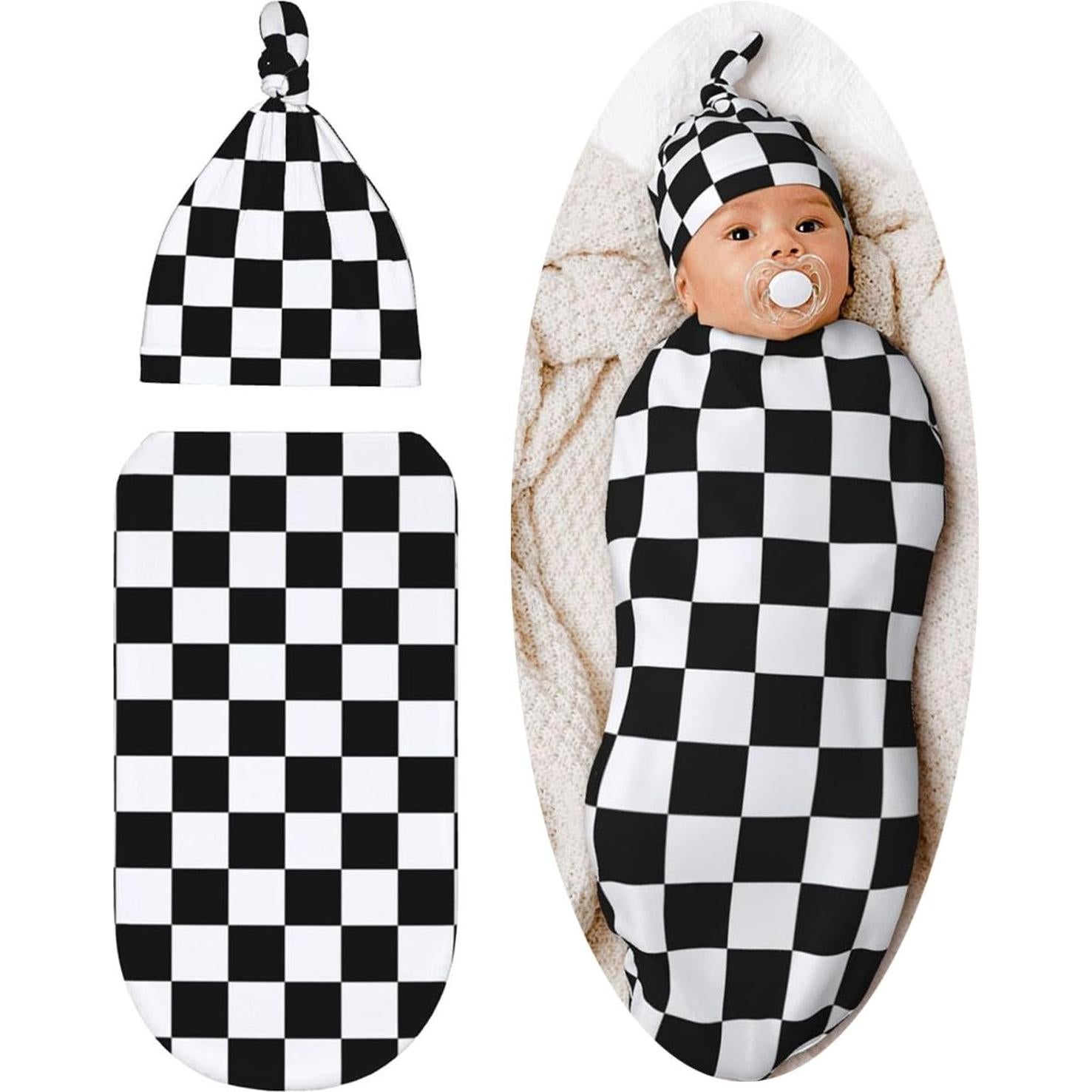 Manta de Envolver para Bebé Tebjh Rayas Negras y Blancas 52.8x29cm