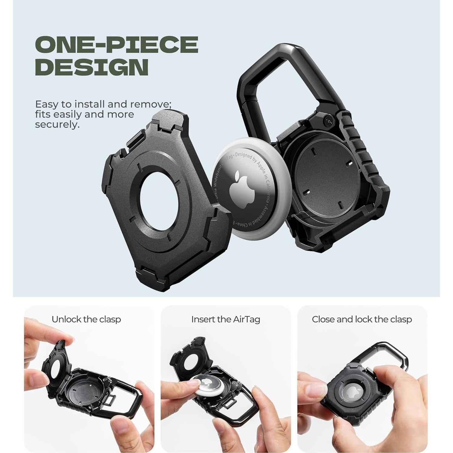 Funda DEXNOR para Apple AirTag con mosquetón, negra