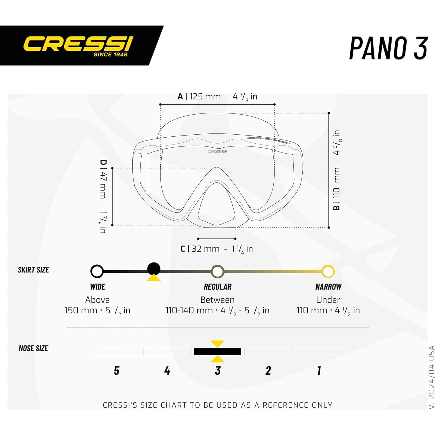 Máscara Cressi Pano 3 para Buceo y Snorkel - Visión Panorámica
