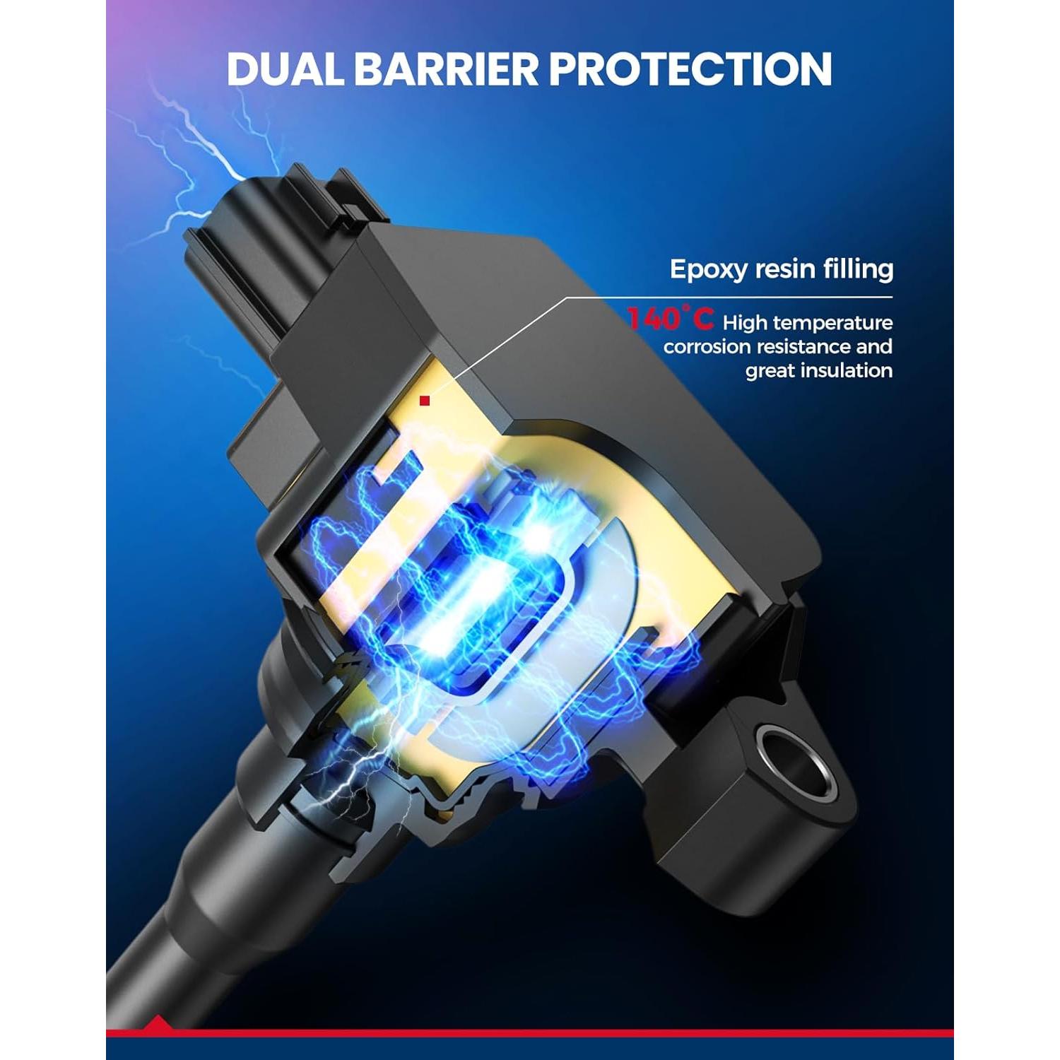 Juego de 6 Bobinas de Encendido KAX UF487 y Bujías Iridio para Toyota