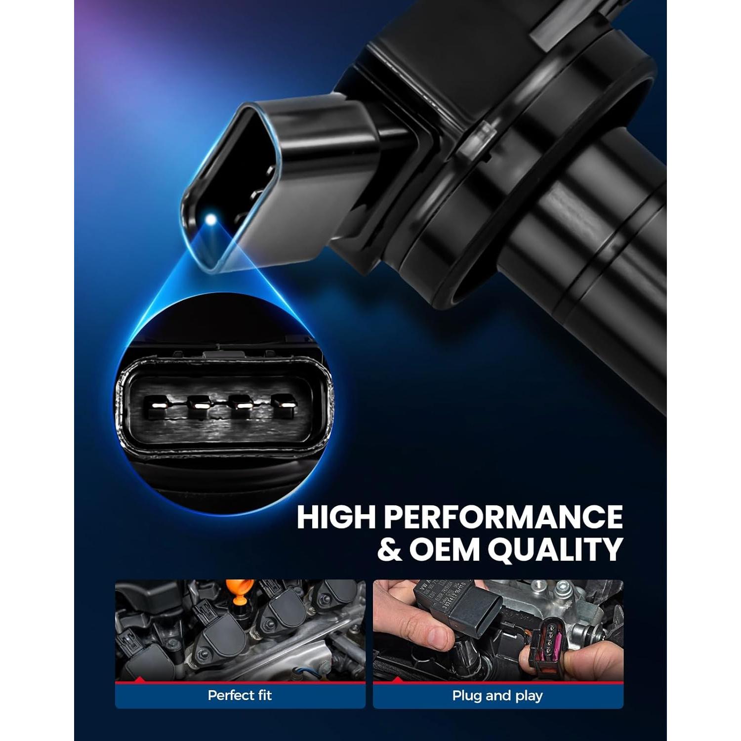 KAX Juego 4 Bobinas Encendido + Bujías Iridio Toyota 2.5L 2.7L