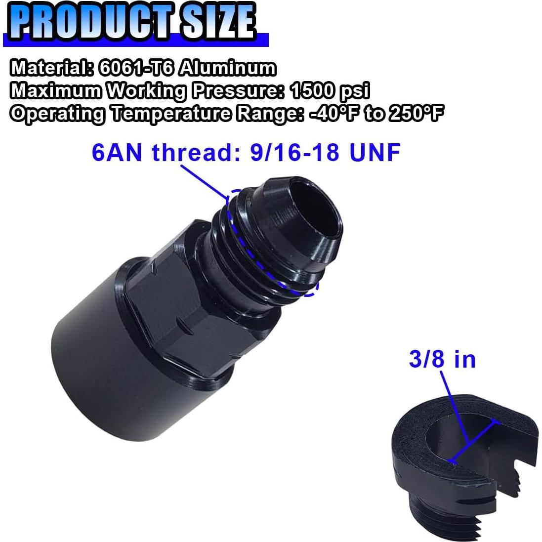 Adaptador de Riel de Combustible EFI KITUREK 3/8" Aluminio 2 Piezas