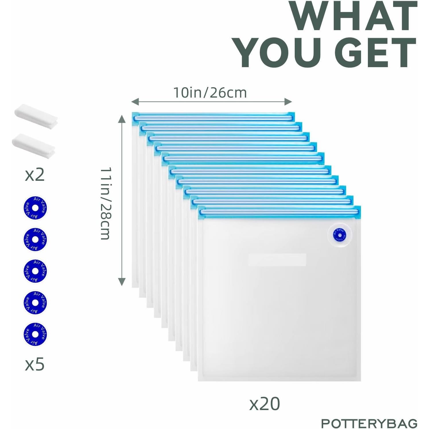 Bolsas Sous Vide Reutilizables 20 Pcs M 21.6x21.6 cm Libre de BPA