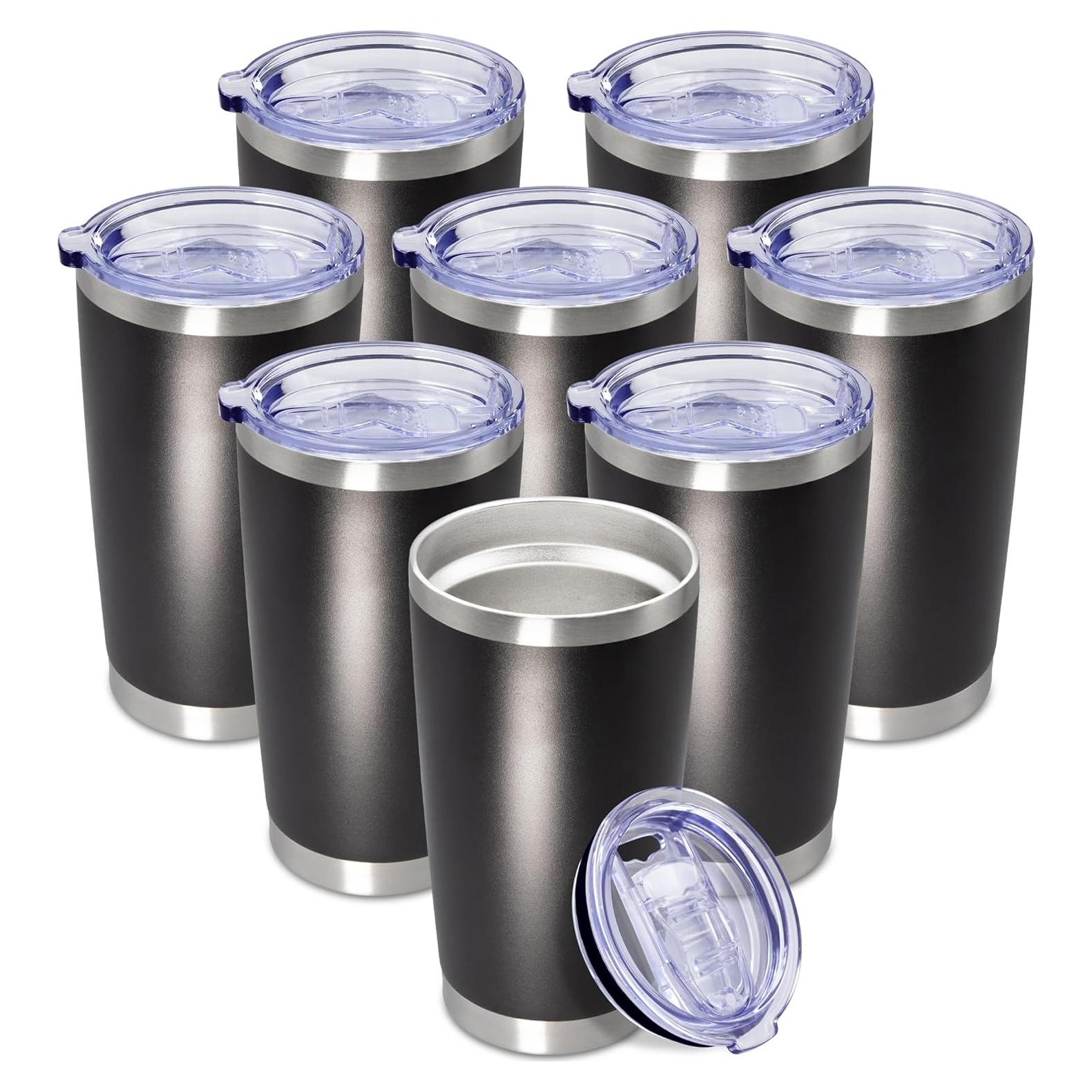 Taza de viaje AEPDTD 20 oz acero inoxidable 8 unidades negro