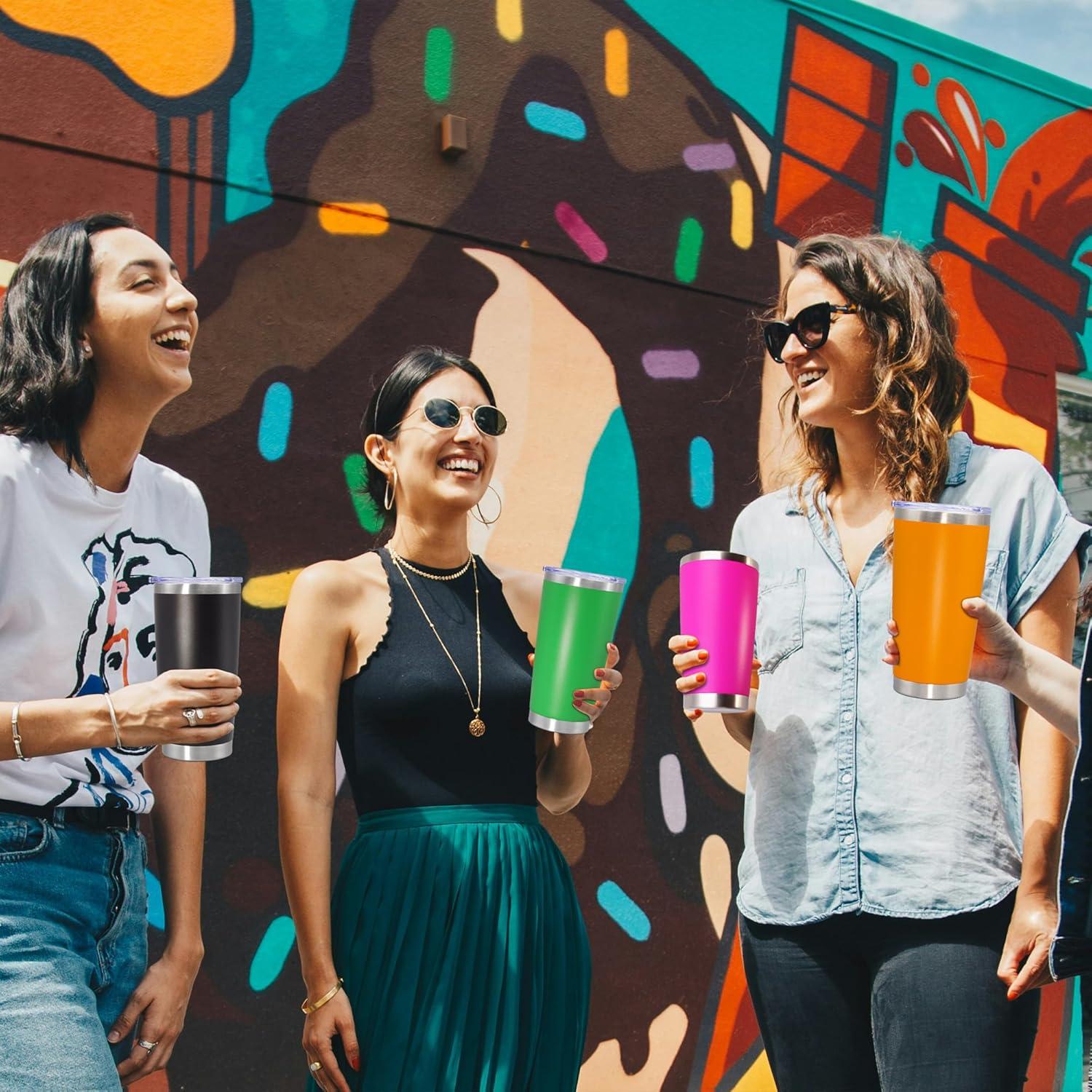 Taza de viaje AEPDTD 20 oz acero inoxidable 8 unidades negro