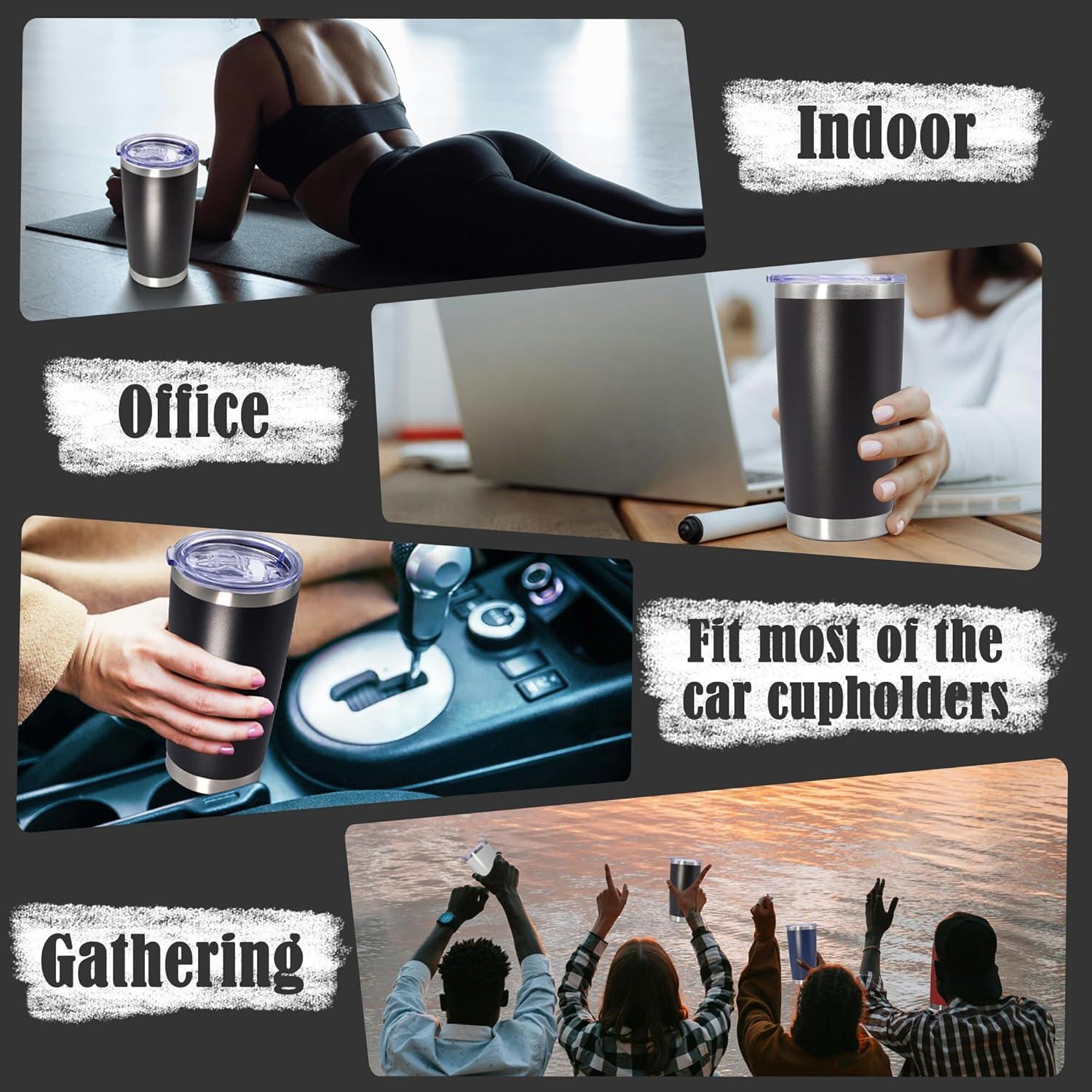 Taza de viaje AEPDTD 20 oz acero inoxidable 8 unidades negro