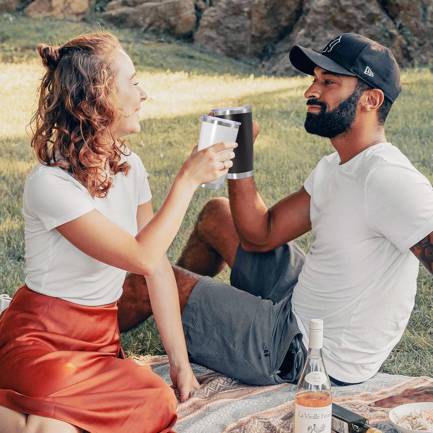 Taza de viaje AEPDTD 20 oz acero inoxidable 8 unidades negro