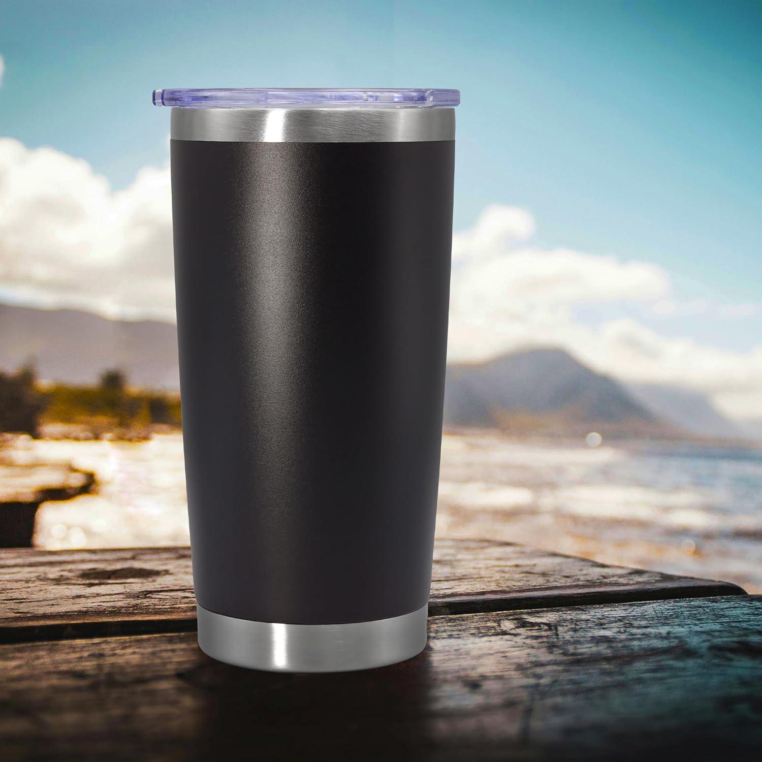 Taza de viaje AEPDTD 20 oz acero inoxidable 8 unidades negro