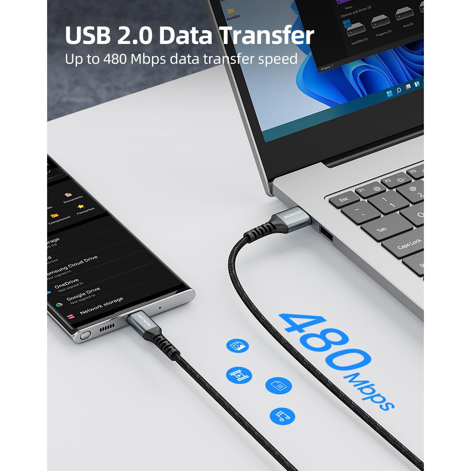 Cable USB C Corto 0.15m HOTNOW Carga Rápida 3 Paquete