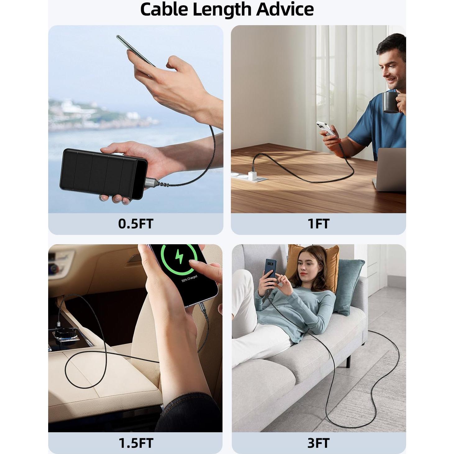 Cable USB C Corto 0.15m HOTNOW Carga Rápida 3 Paquete