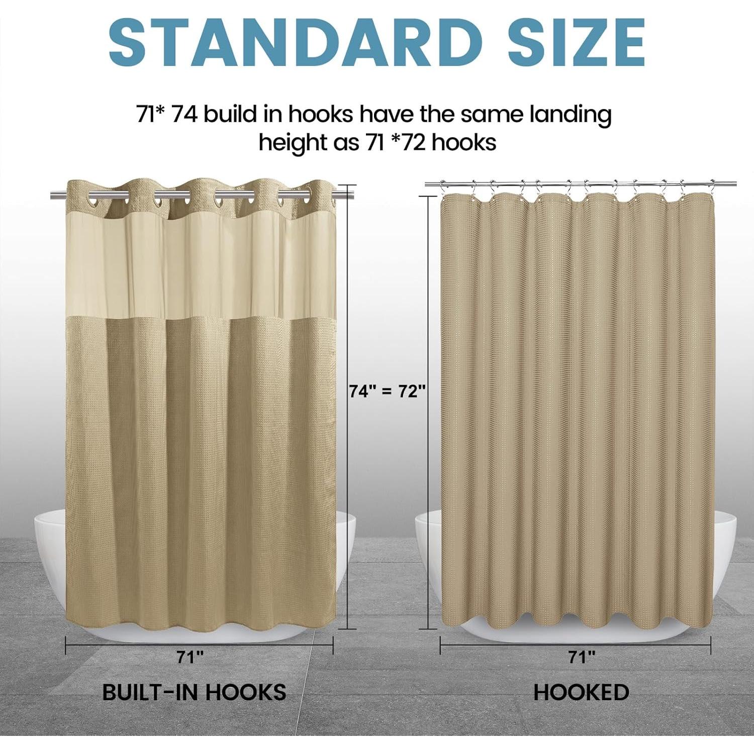 Cortina de Ducha Beige EUTXL 180.5x188 cm con Forro a Presión