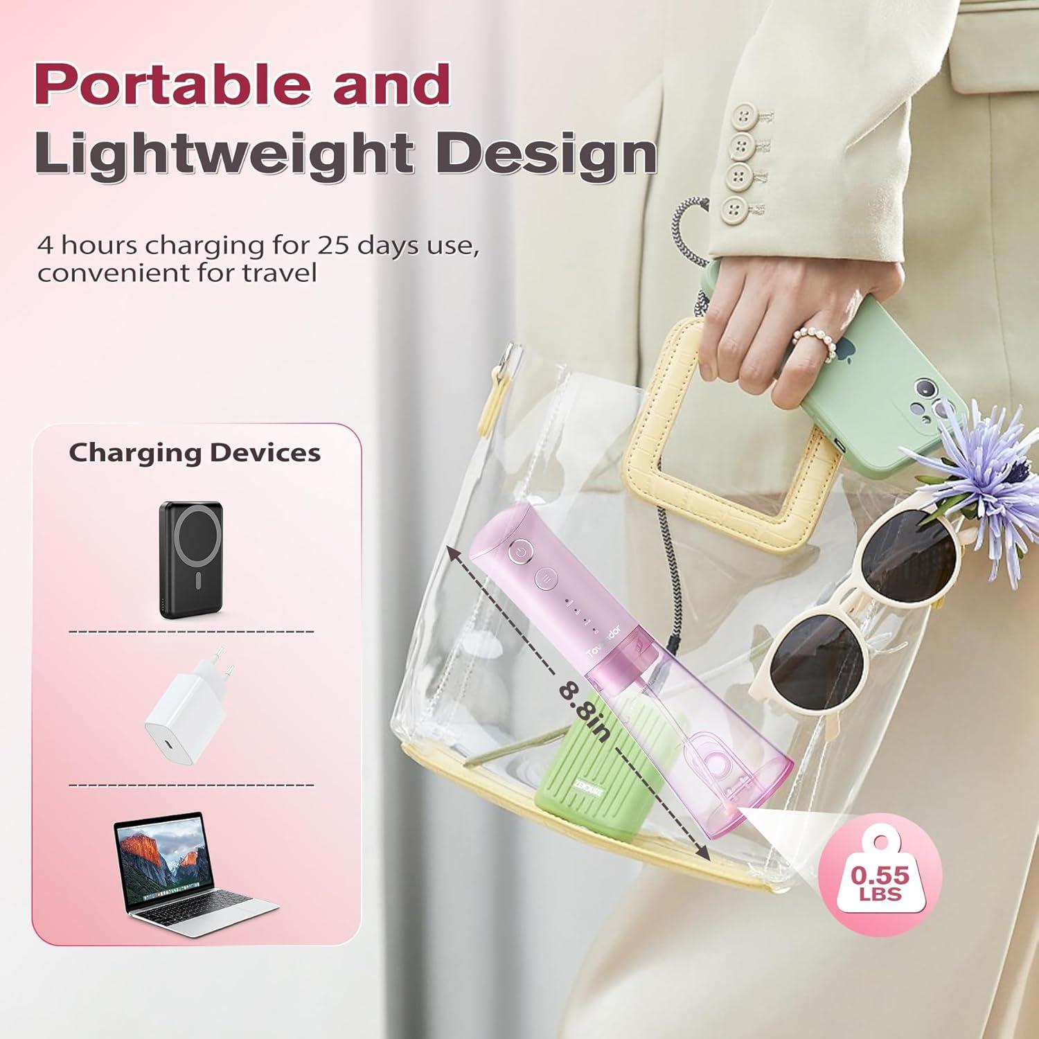 Irrigador Oral TOVENDOR Recargable 300ml 3 Modos Rosa