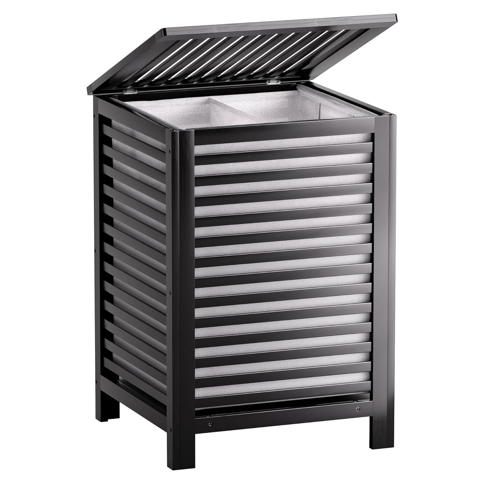 Cesta de Ropa Doble SMIBUY 120L con Tapa y Bolsa Extraíble