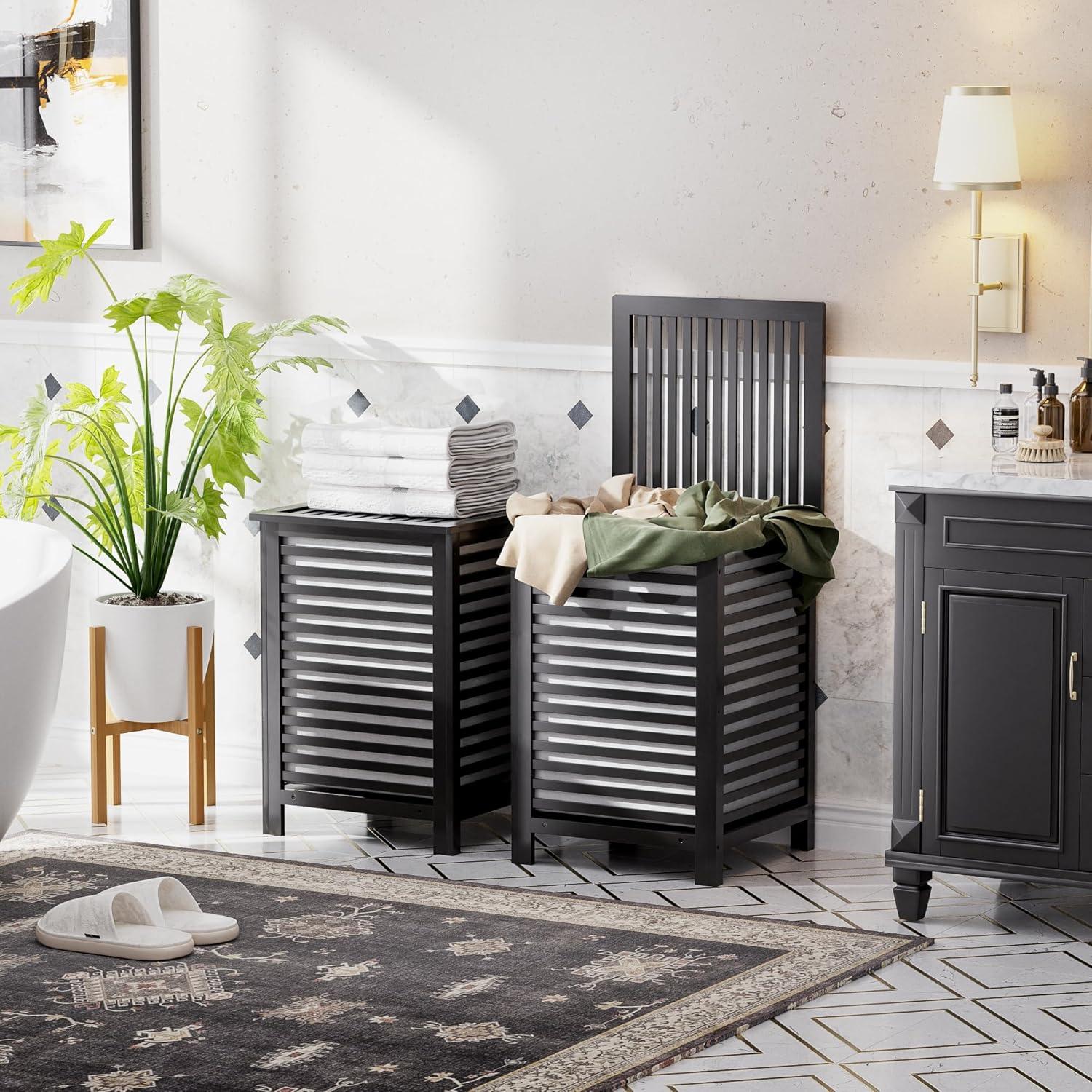 Cesta de Ropa Doble SMIBUY 120L con Tapa y Bolsa Extraíble