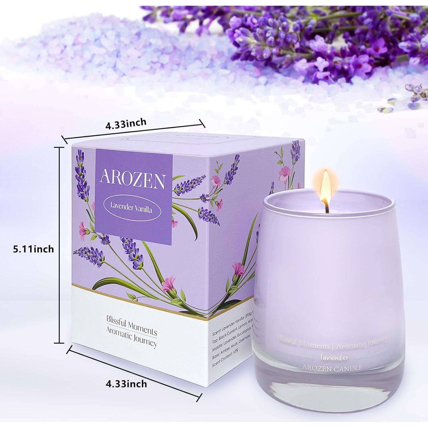 Vela Aromática de Lavanda y Vainilla AROZEN 10oz Cera Soja 55H