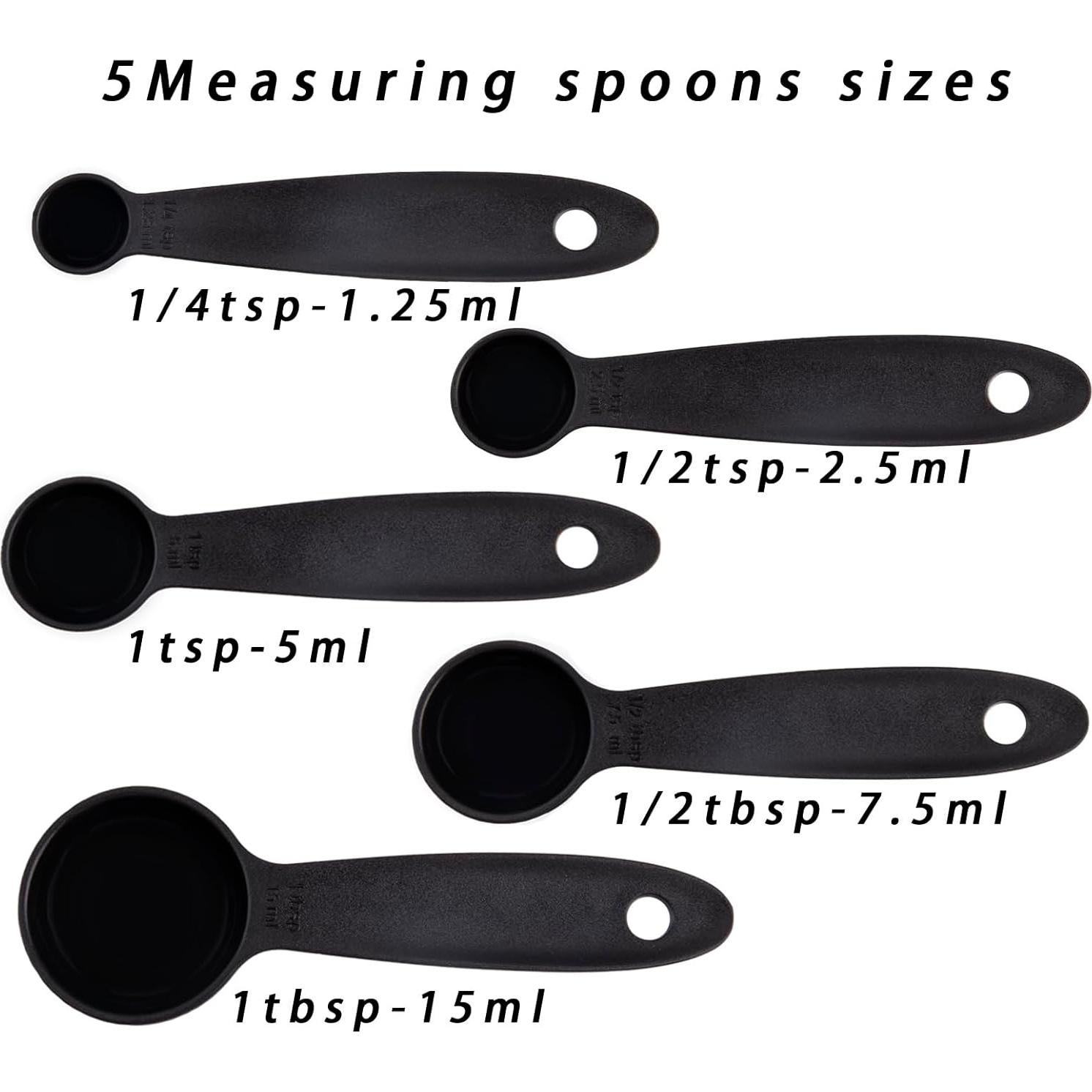 Juego de Tazas y Cucharas Medidoras SUNMVEHOT 10 Piezas Negras