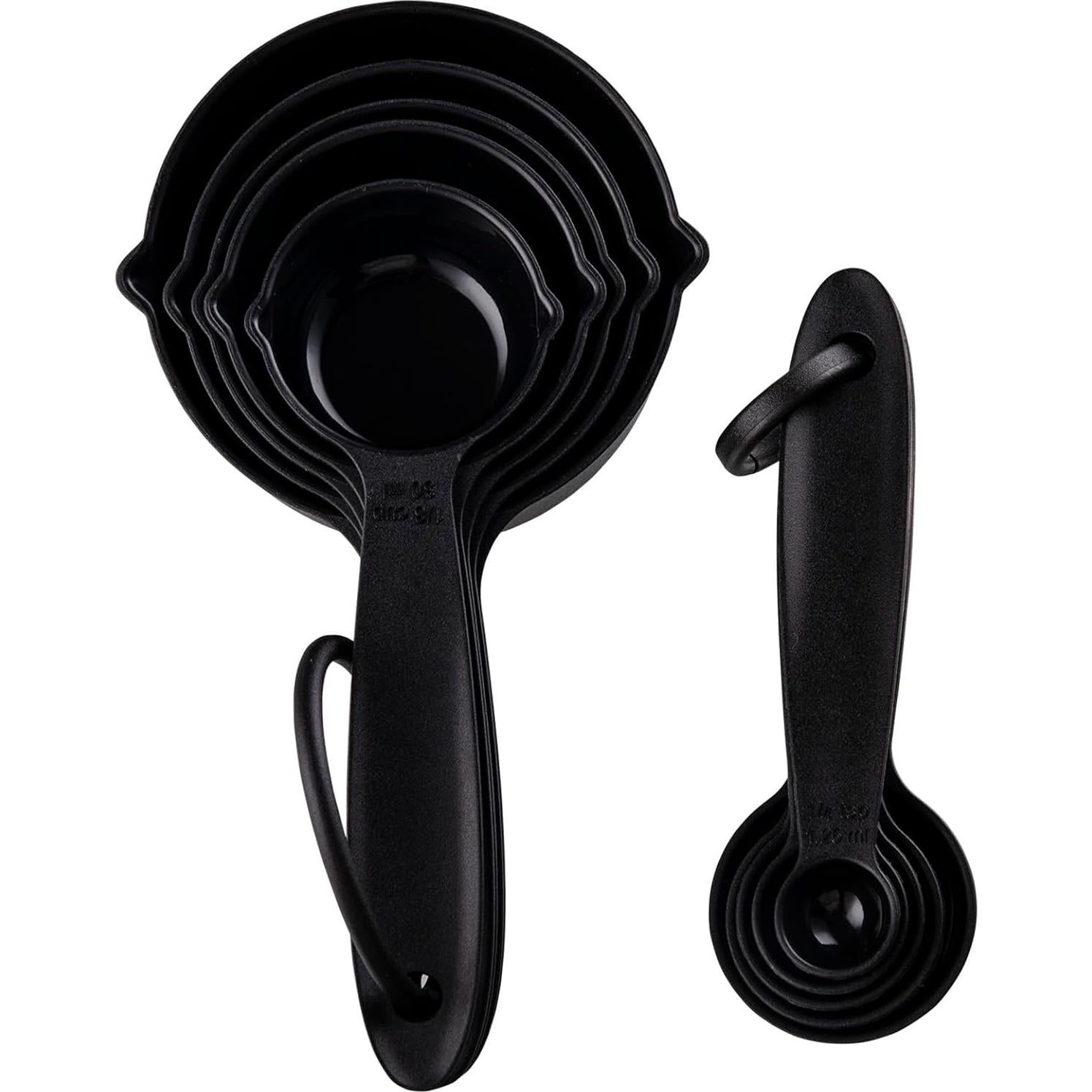 Juego de Tazas y Cucharas Medidoras SUNMVEHOT 10 Piezas Negras