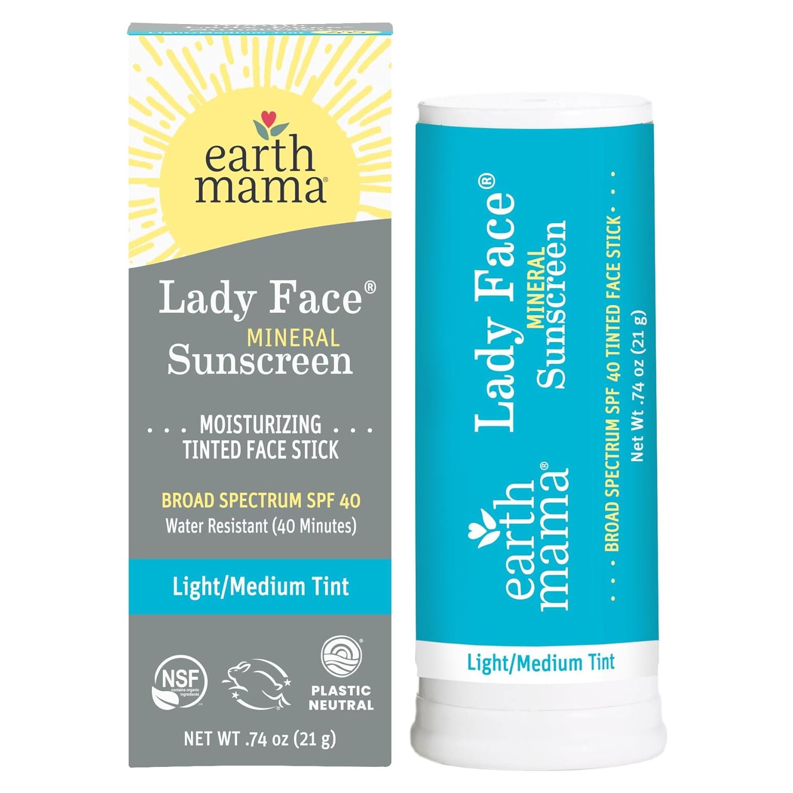 Earth Mama Barra Solar Tinte Mineral SPF 40 Claro/Medio