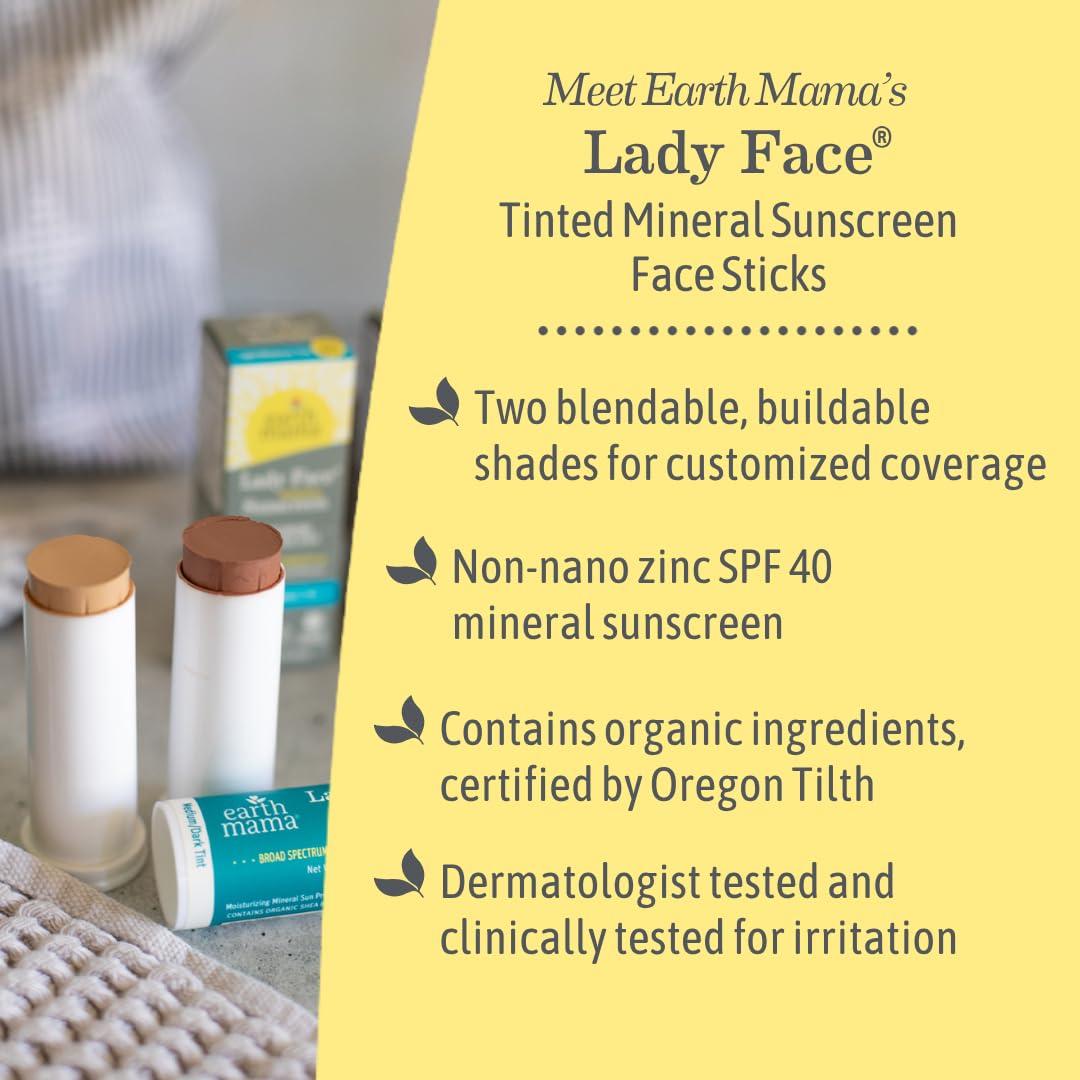 Earth Mama Barra Solar Tinte Mineral SPF 40 Claro/Medio