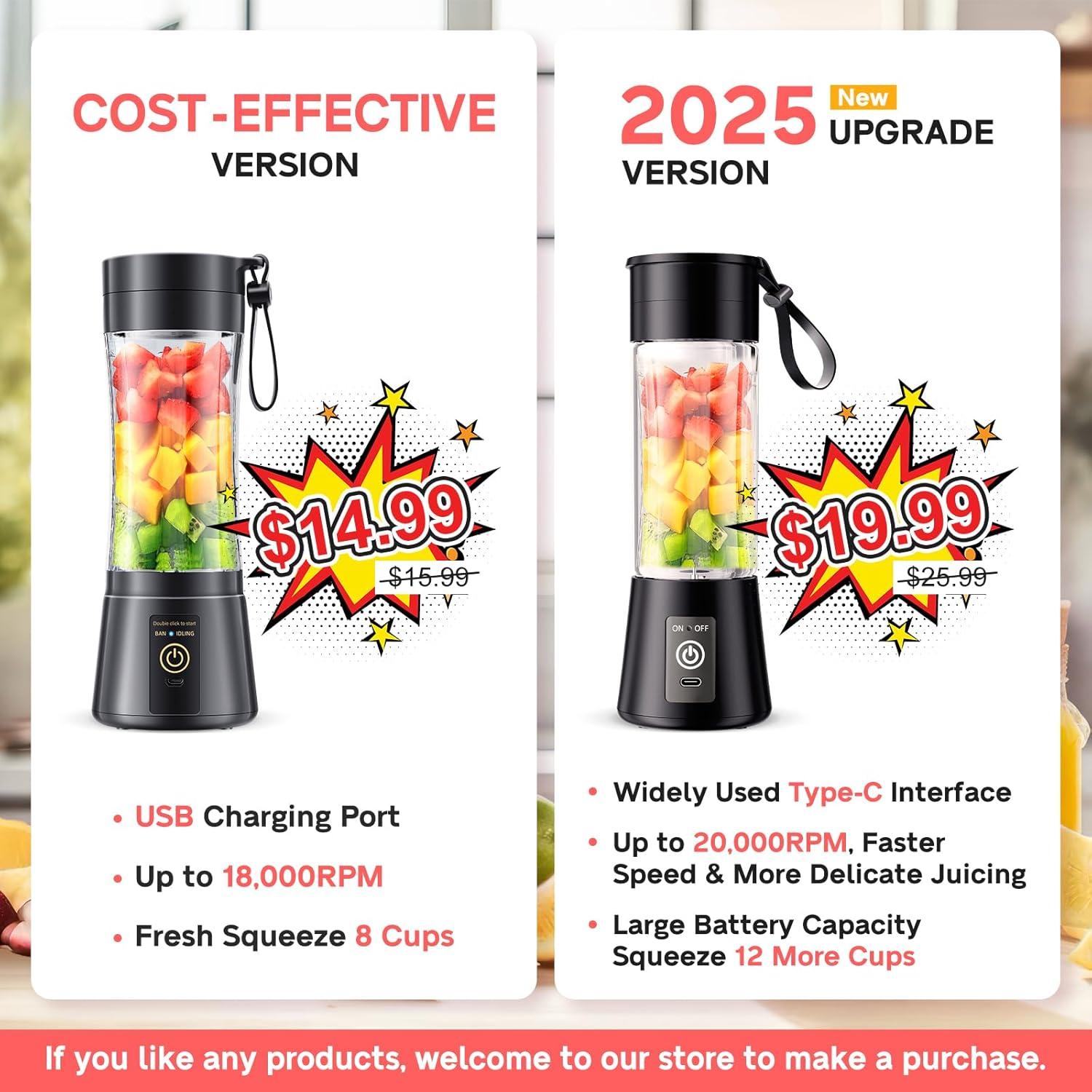 Licuadora Portátil YFIXQNSU 380ml Inalámbrica USB Negra