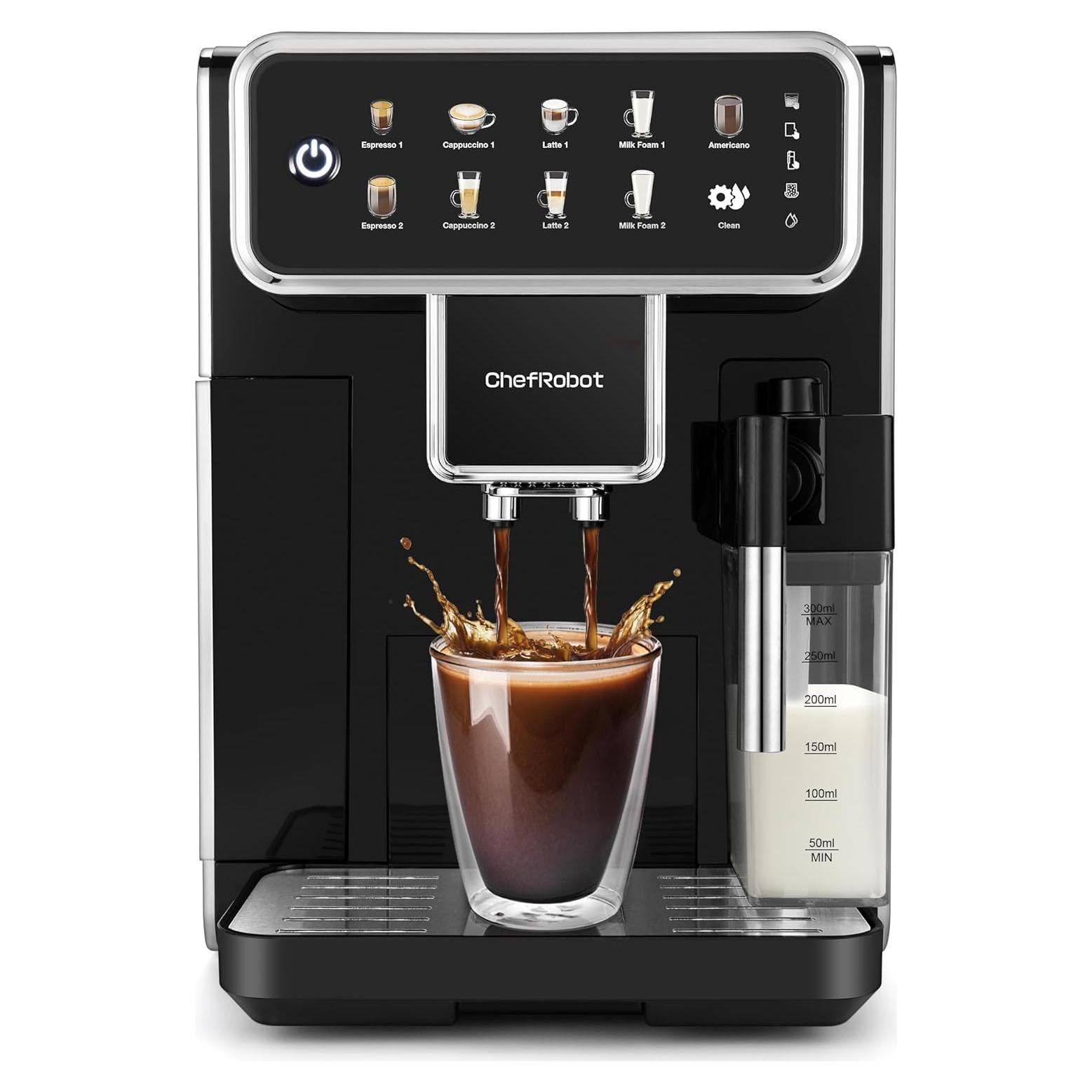 Cafetera Automática Chef Robot 12 Tazas con Molinillo y Espumador