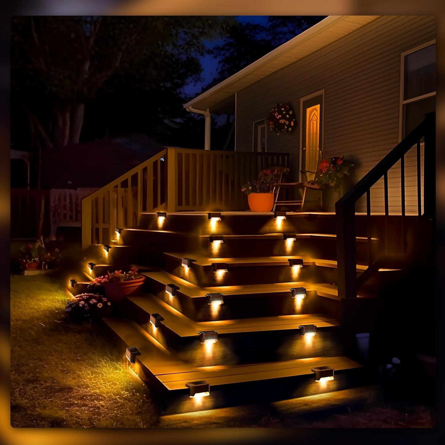 Luces de Escalera Solar PATIOWIN 12 Piezas LED Impermeables