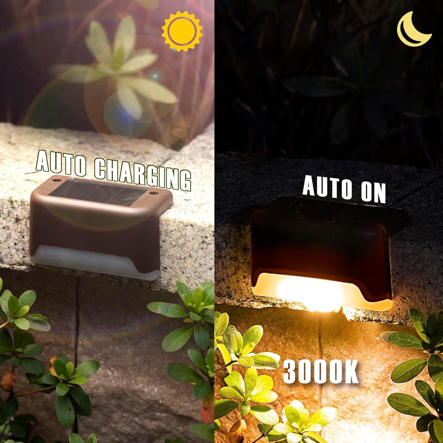 Luces de Escalera Solar PATIOWIN 12 Piezas LED Impermeables
