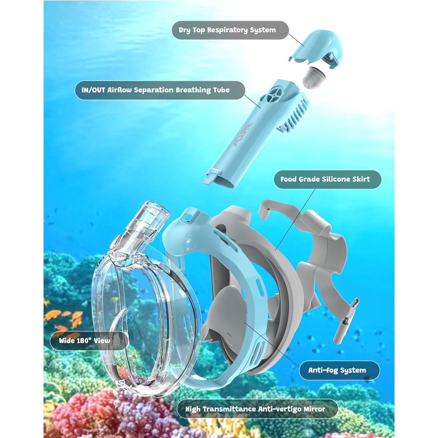 Máscara de Snorkel Completa ACURE Niños 3-8 Años Antivaho