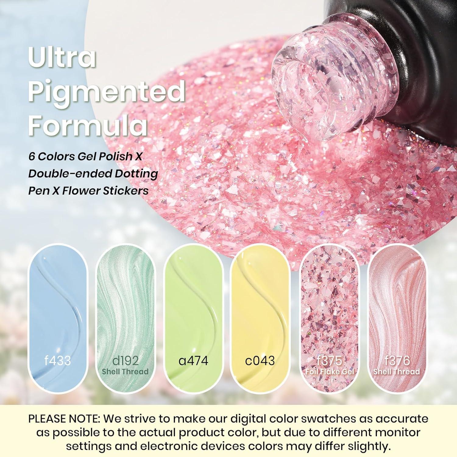 Esmalte de Uñas Gel Beetles 6 Colores Pastel Primavera 7.5ml