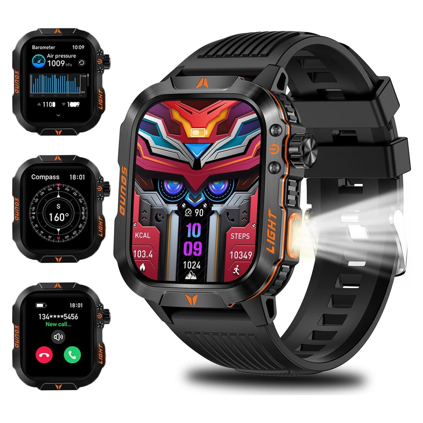 Reloj Inteligente Militar QTLLBT Negro IP68 Monitoreo Salud