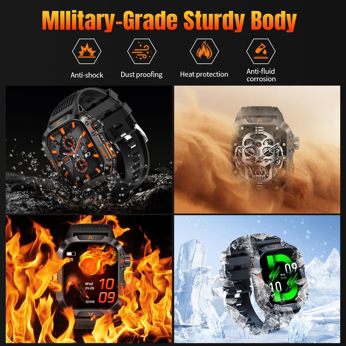 Reloj Inteligente Militar QTLLBT Negro IP68 Monitoreo Salud