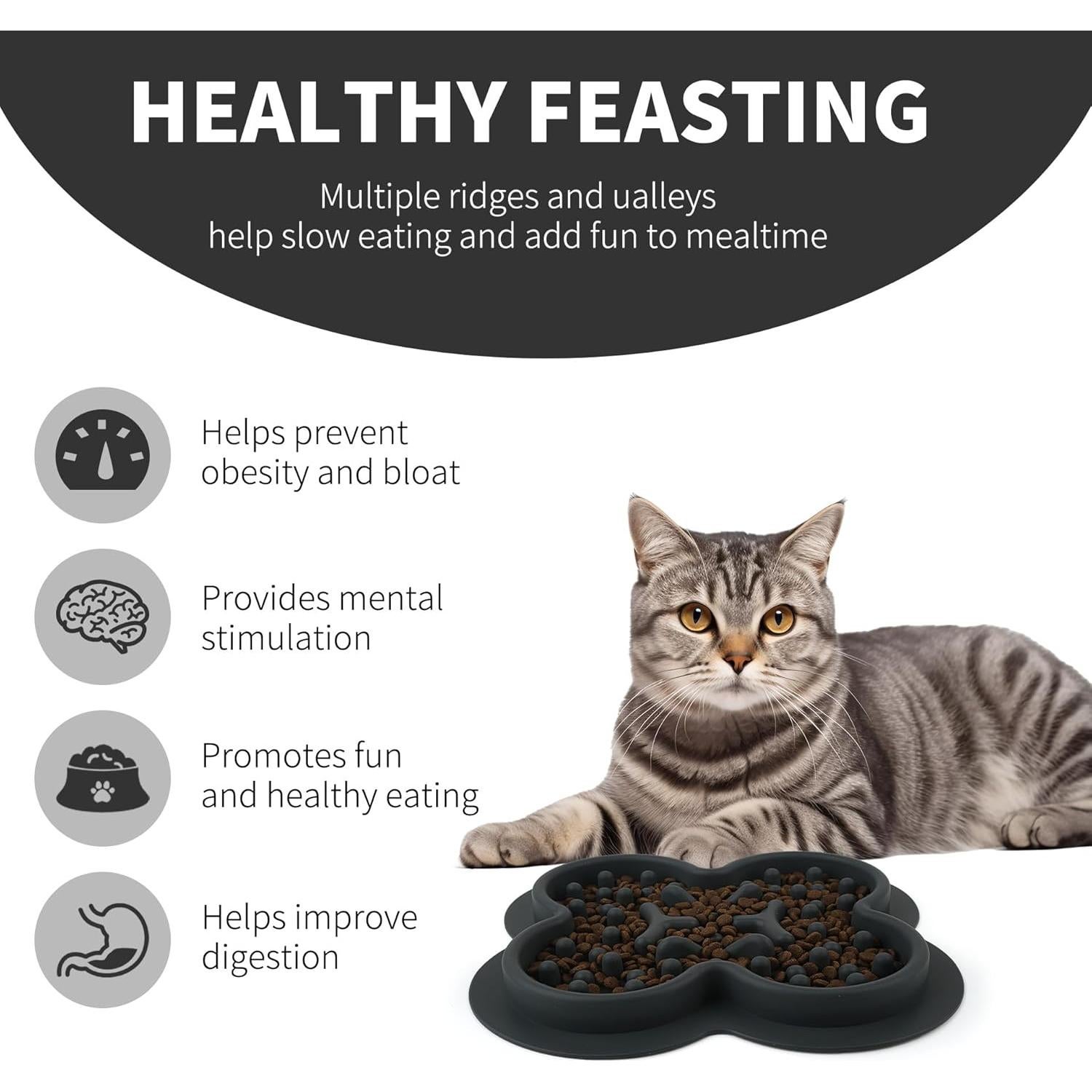 Cuenco de Alimentación Lenta MCHXN Antiahogo Negro 22.86cm