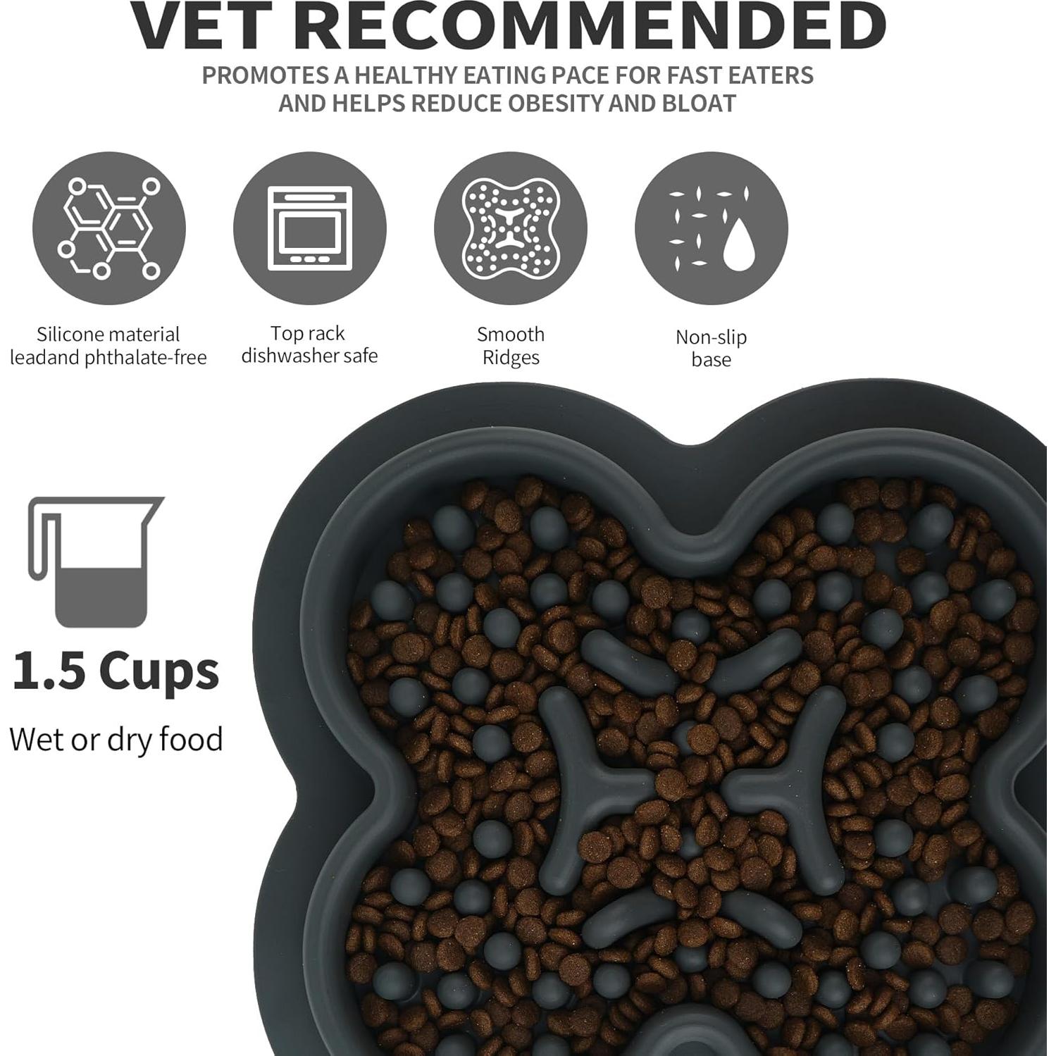 Cuenco de Alimentación Lenta MCHXN Antiahogo Negro 22.86cm