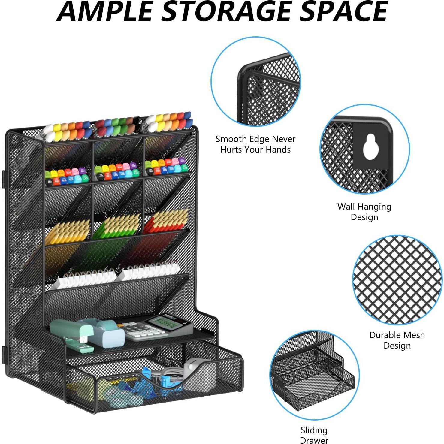 Organizador de Bolígrafos BOHDK con Cajón y Montaje en Pared