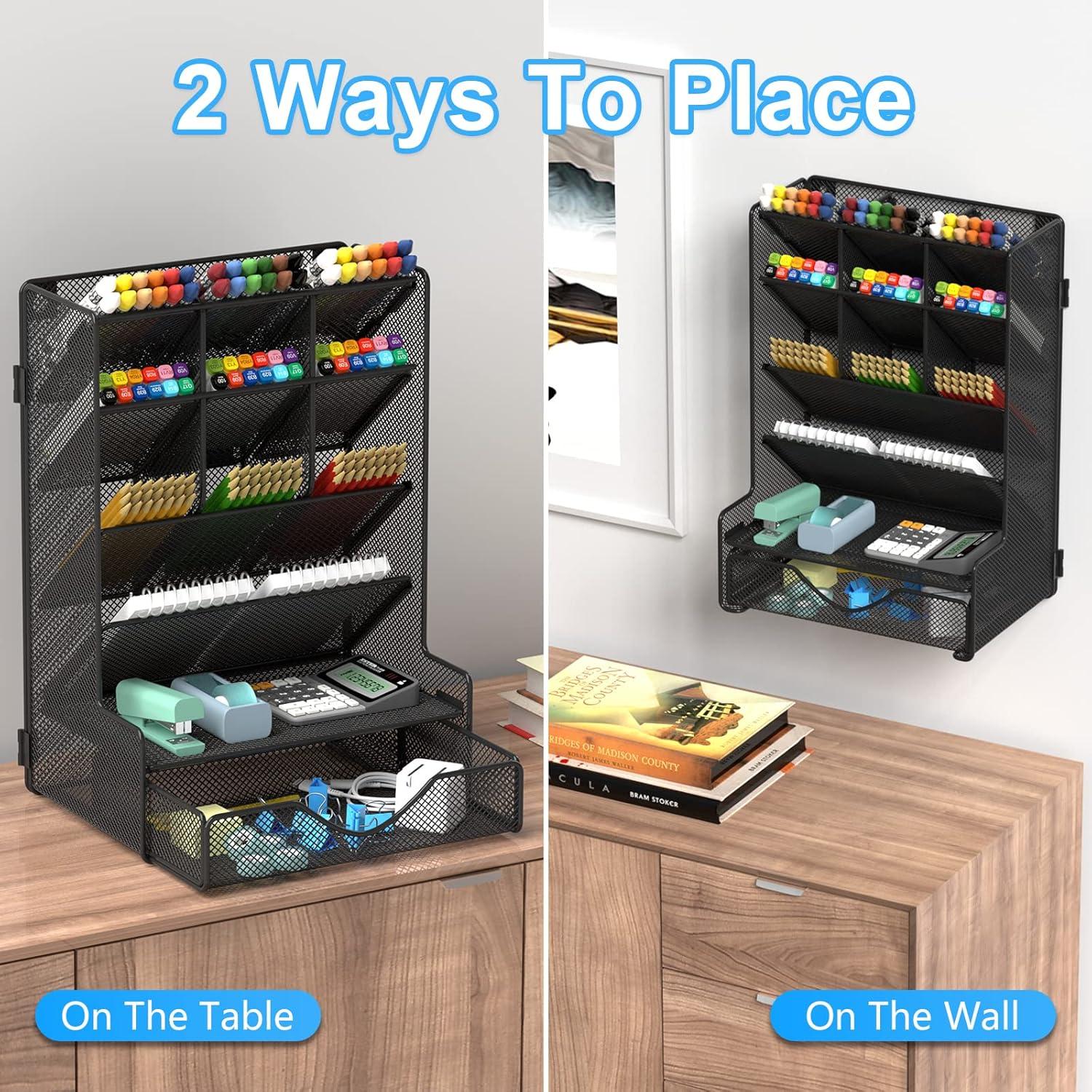 Organizador de Bolígrafos BOHDK con Cajón y Montaje en Pared