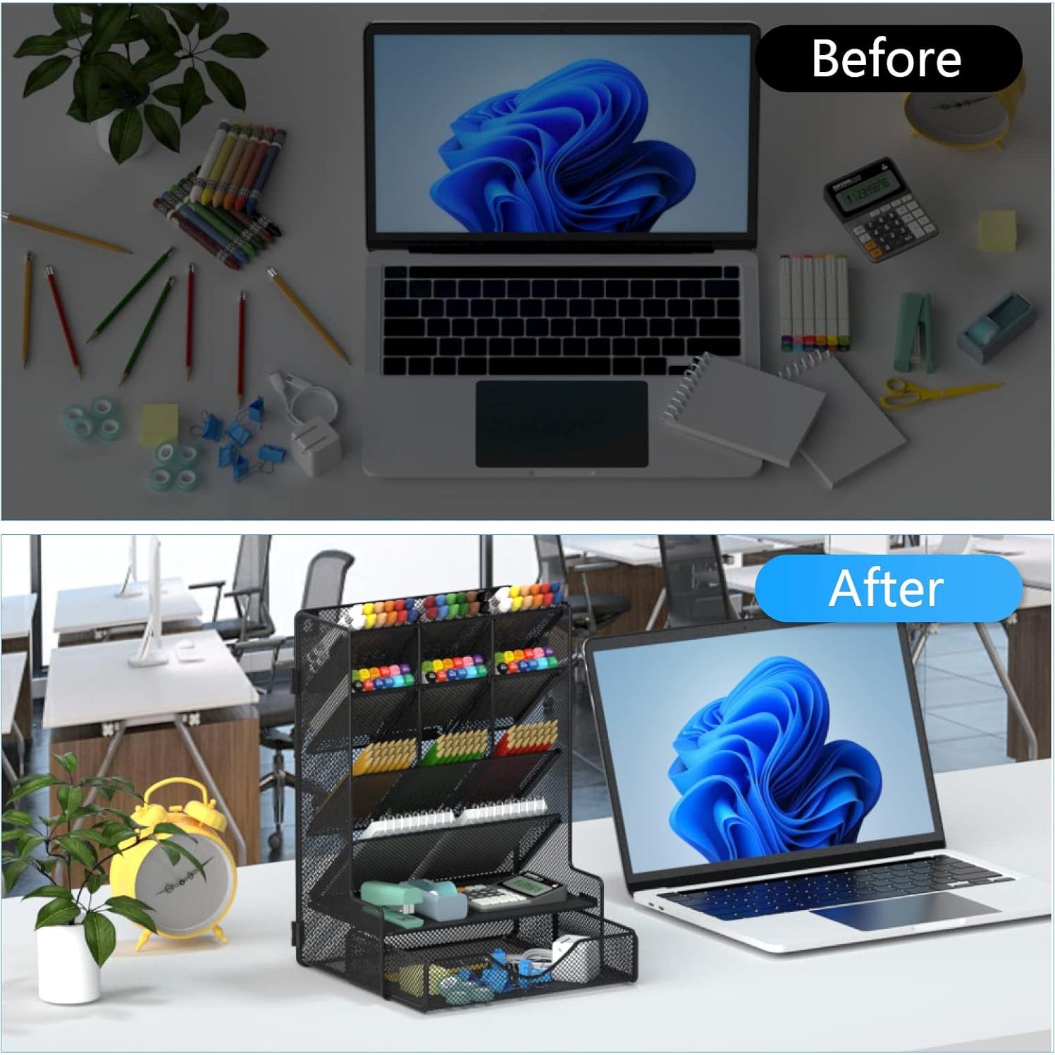 Organizador de Bolígrafos BOHDK con Cajón y Montaje en Pared