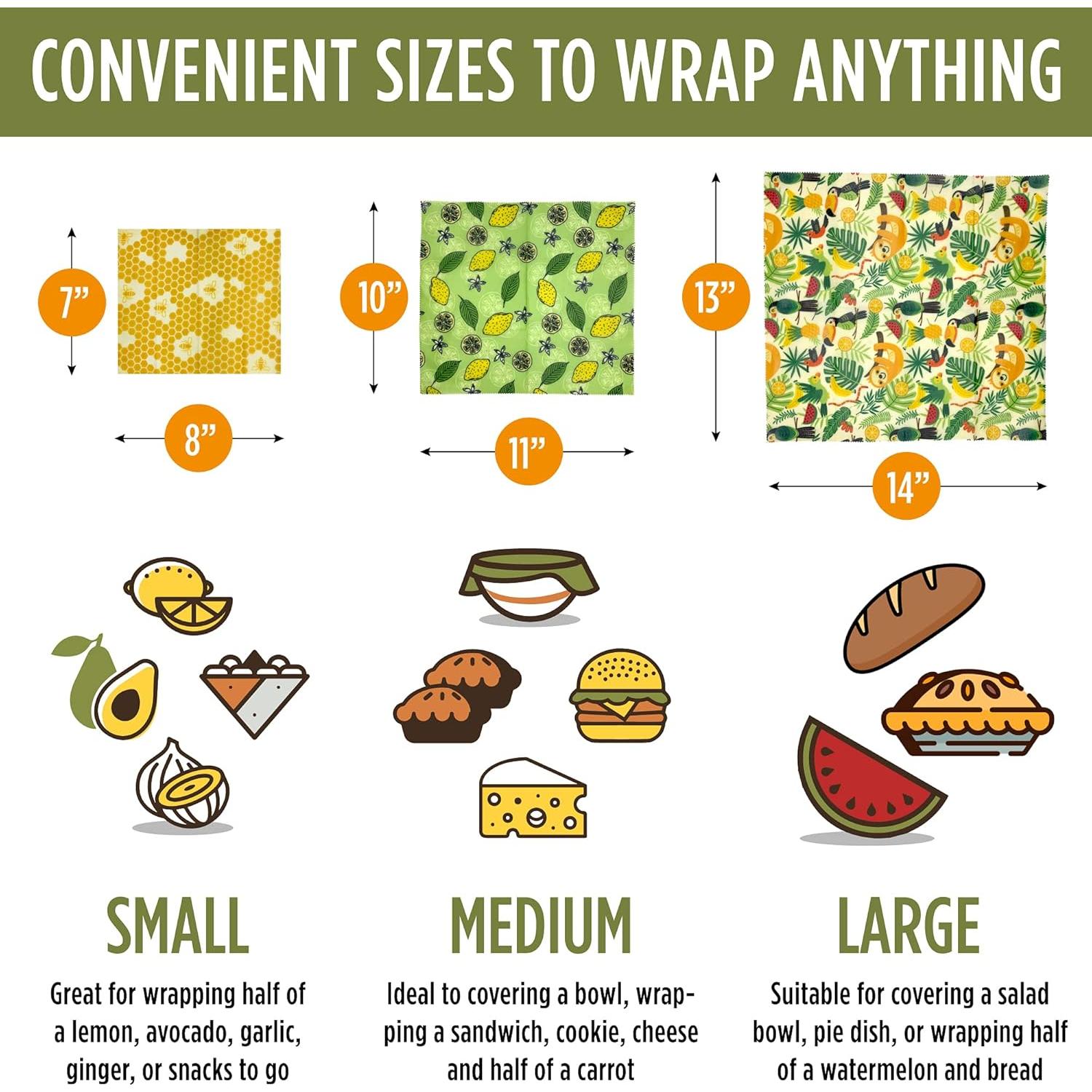 Envolturas de Cera de Abeja Trifecta Living Co. Set de 7