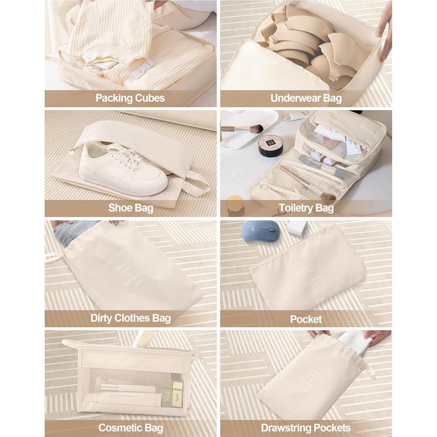 Set de 10 Cubos de Empaque Anjing para Viaje - Beige