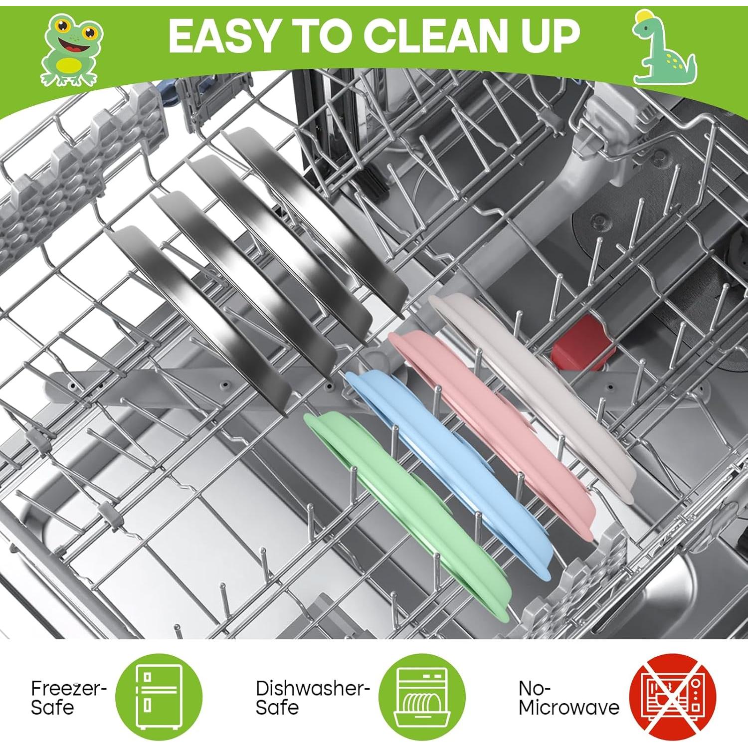 Juego de 4 Platos de Acero Inoxidable KLCKH para Niños 22.86 cm