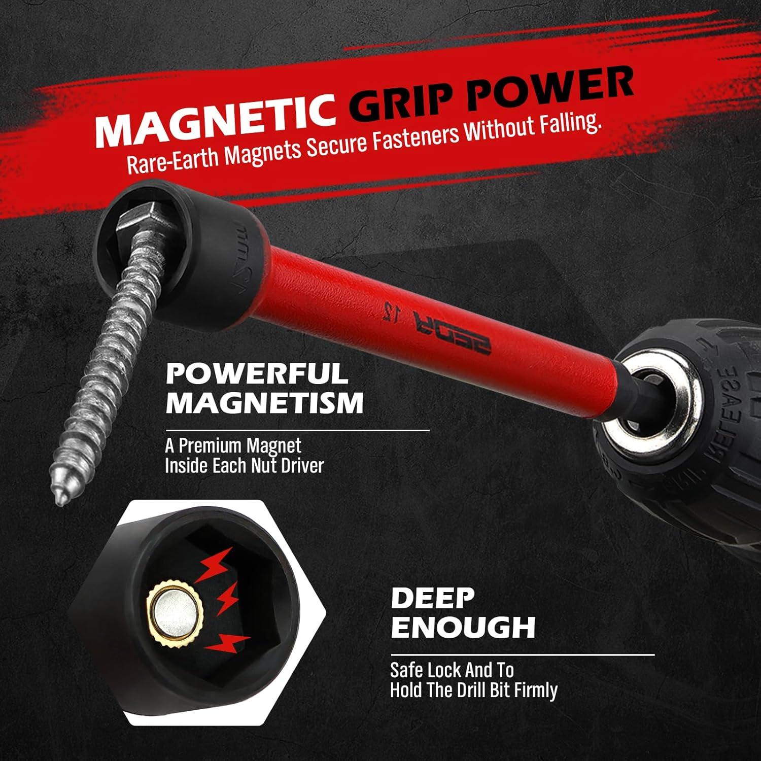 Juego de Destornilladores de Tuerca Magnéticos SEDY 6 Piezas 15.24 cm