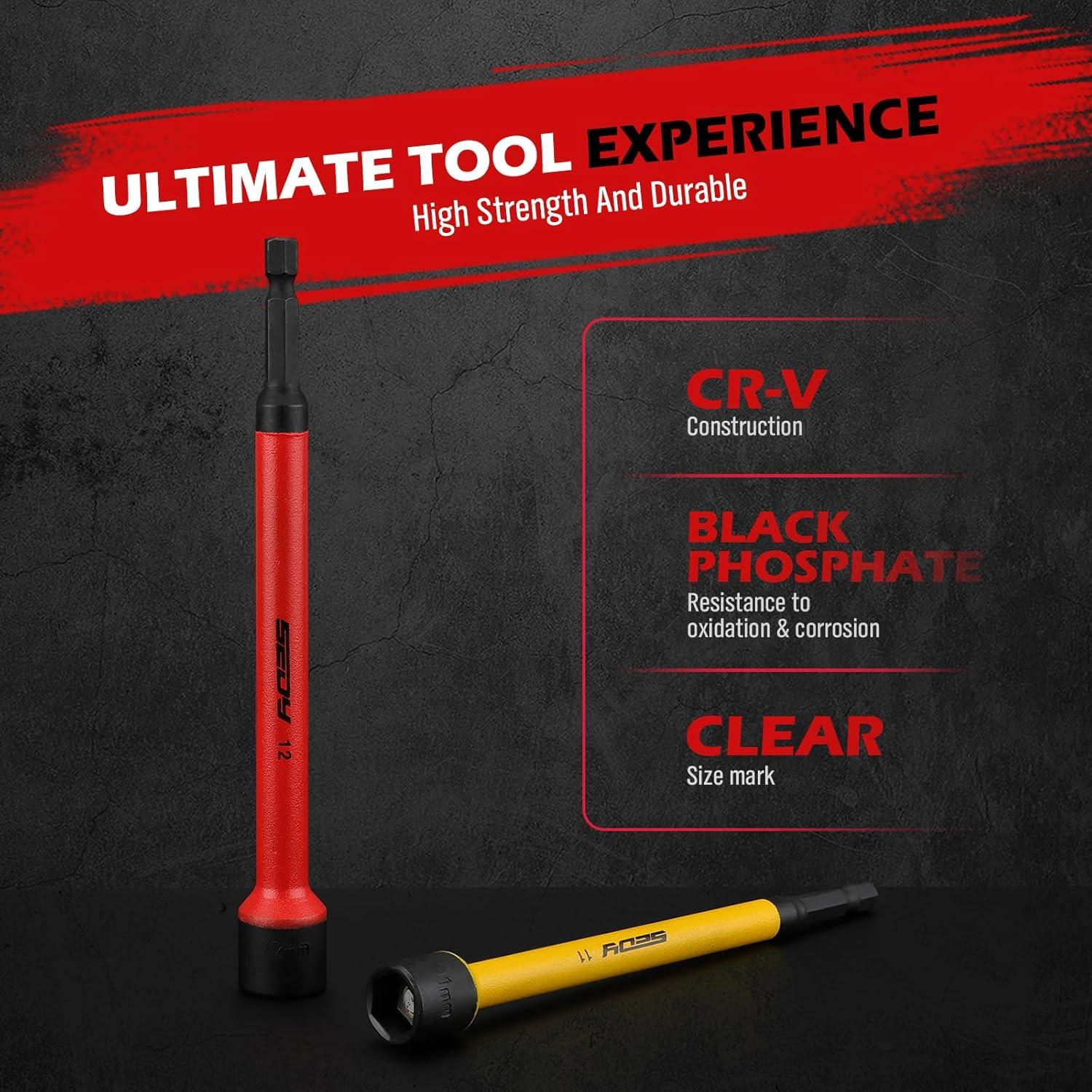 Juego de Destornilladores de Tuerca Magnéticos SEDY 6 Piezas 15.24 cm