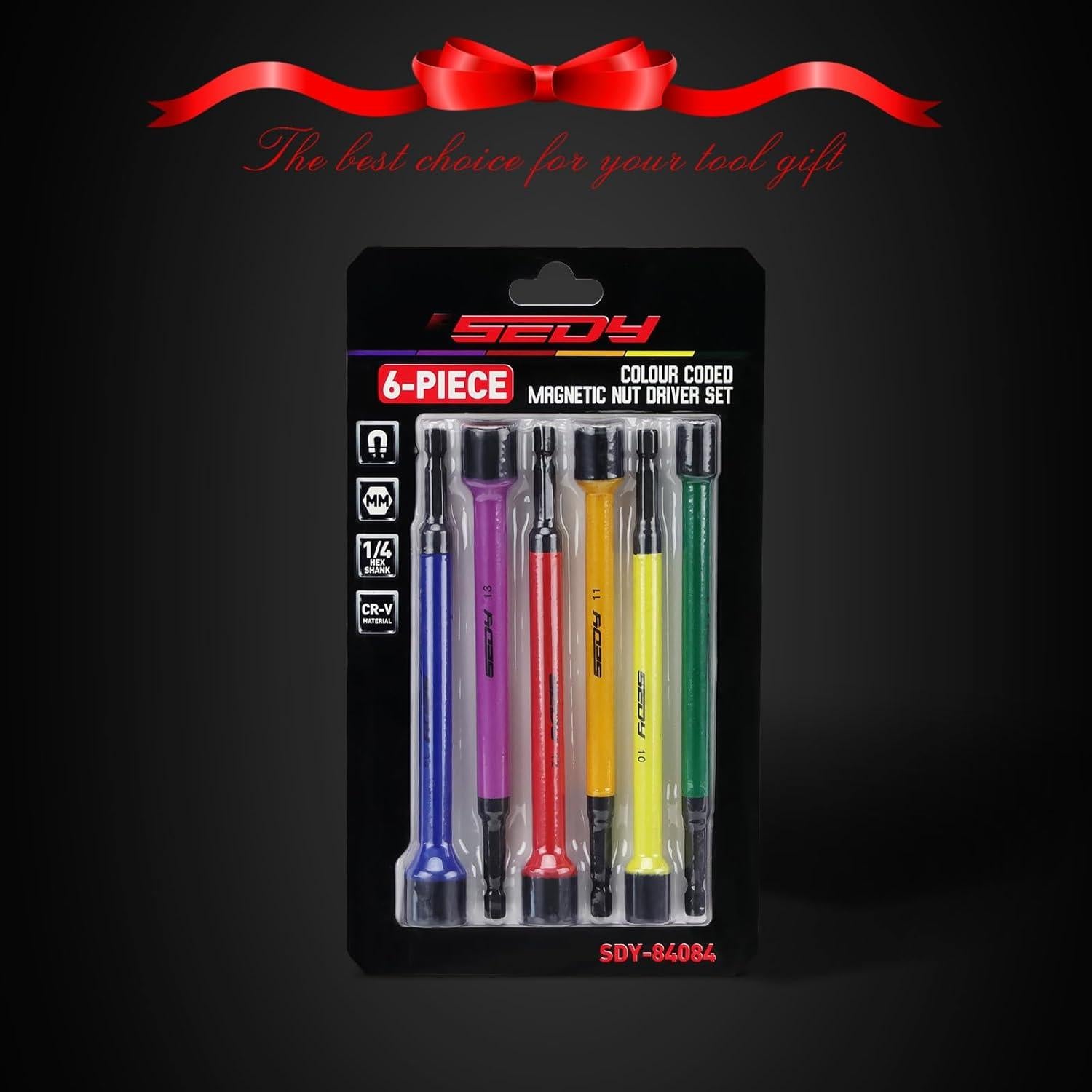 Juego de Destornilladores de Tuerca Magnéticos SEDY 6 Piezas 15.24 cm