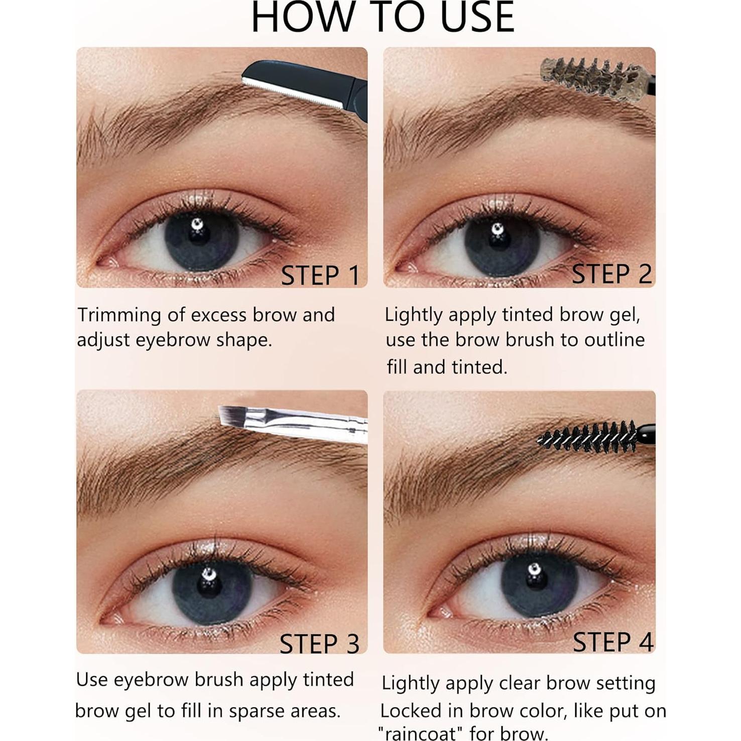 Set Gel de Cejas Tinte Impermeable - Marca Desconocida - Color Rubia Fría