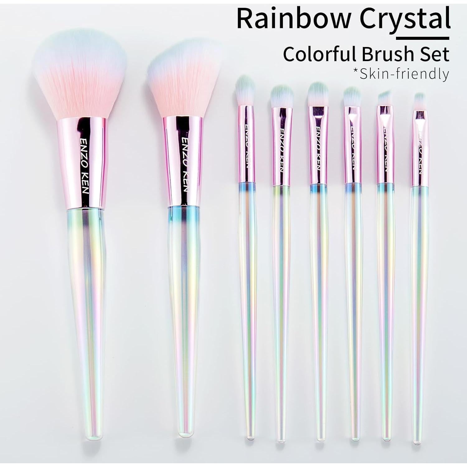 Juego de Brochas de Maquillaje Vegano ENZO KEN 8 Piezas Cristal