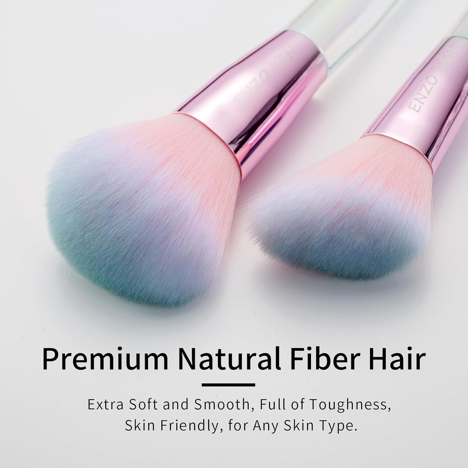 Juego de Brochas de Maquillaje Vegano ENZO KEN 8 Piezas Cristal