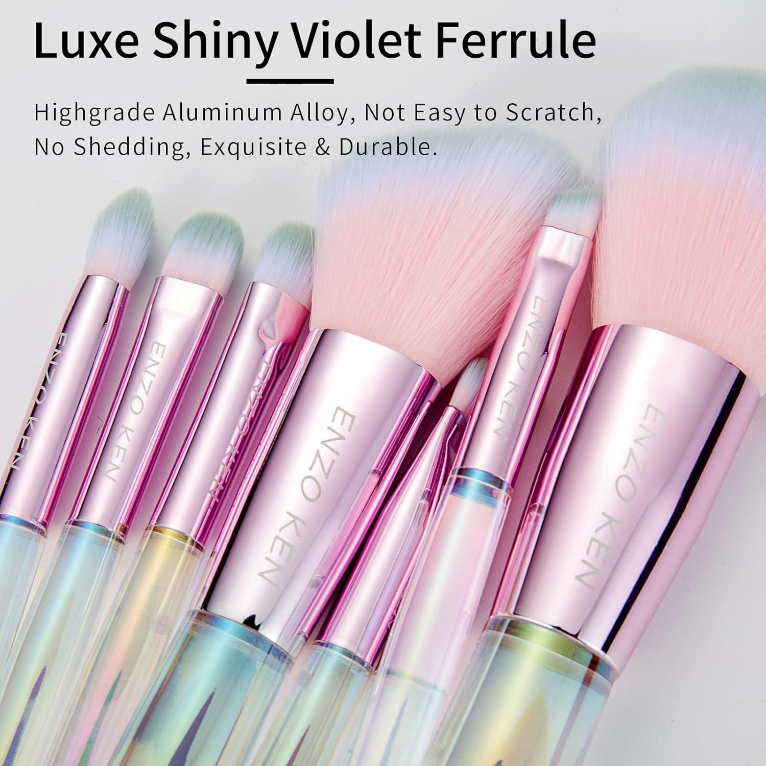 Juego de Brochas de Maquillaje Vegano ENZO KEN 8 Piezas Cristal